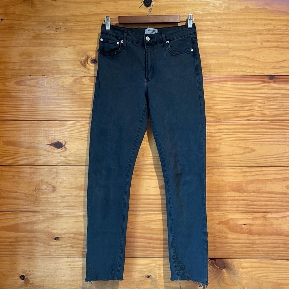 Agolde Toni Mid Rise Straight Jeans in Feral Black 27